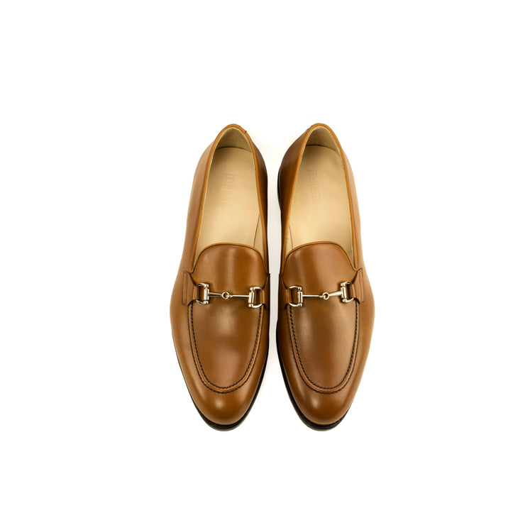 Men's Brown Leather Metal Bit Loafer - The Andre by Idrese