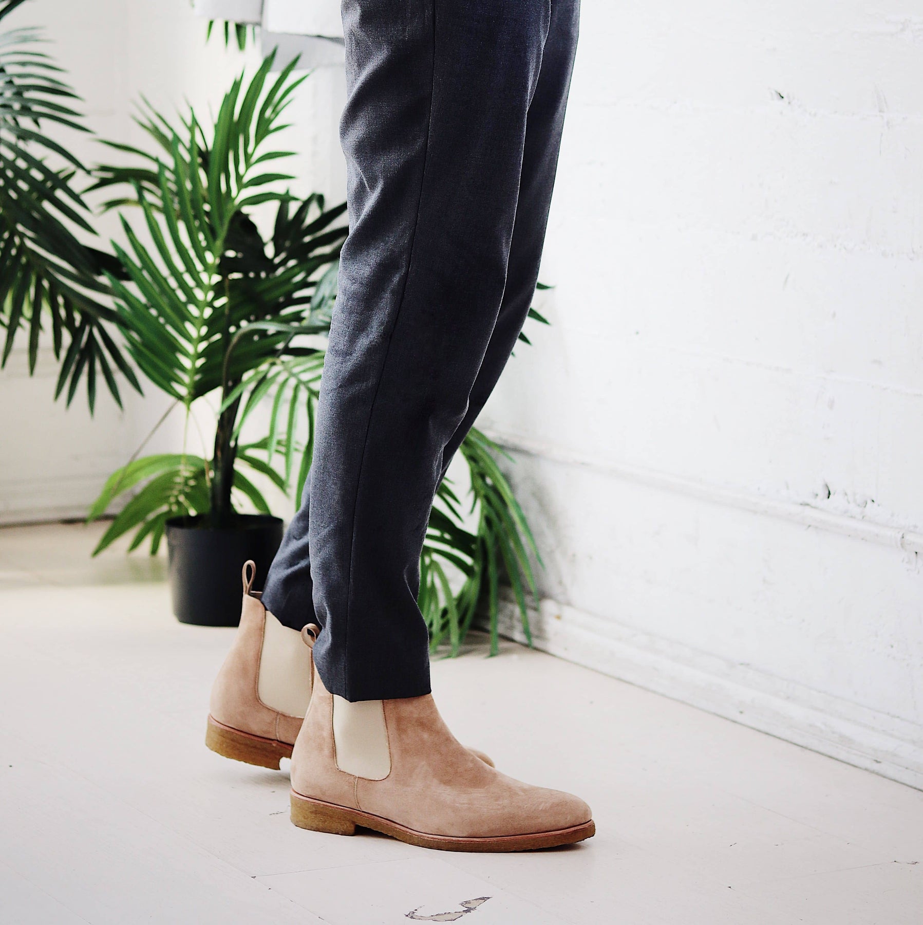 Taupe Suede Crepe Sole Chelsea Boots | Idrese